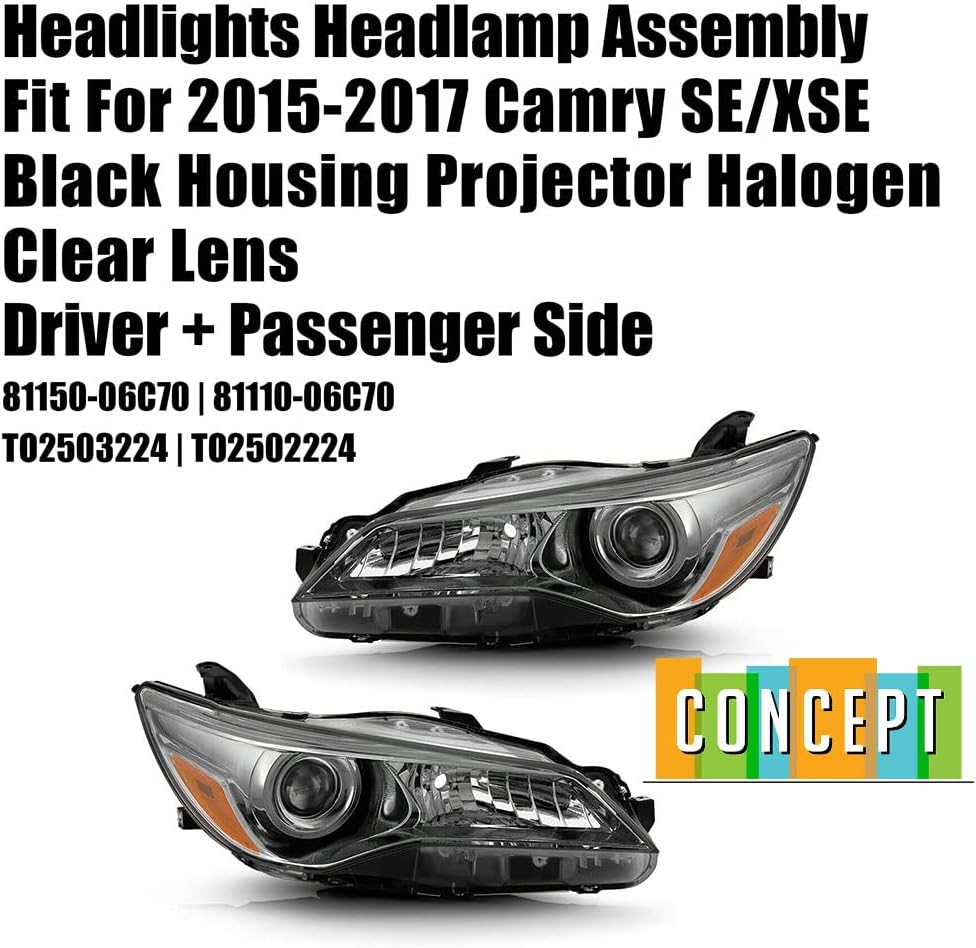 Black Housing Headlights Driver & Passenger Side O338