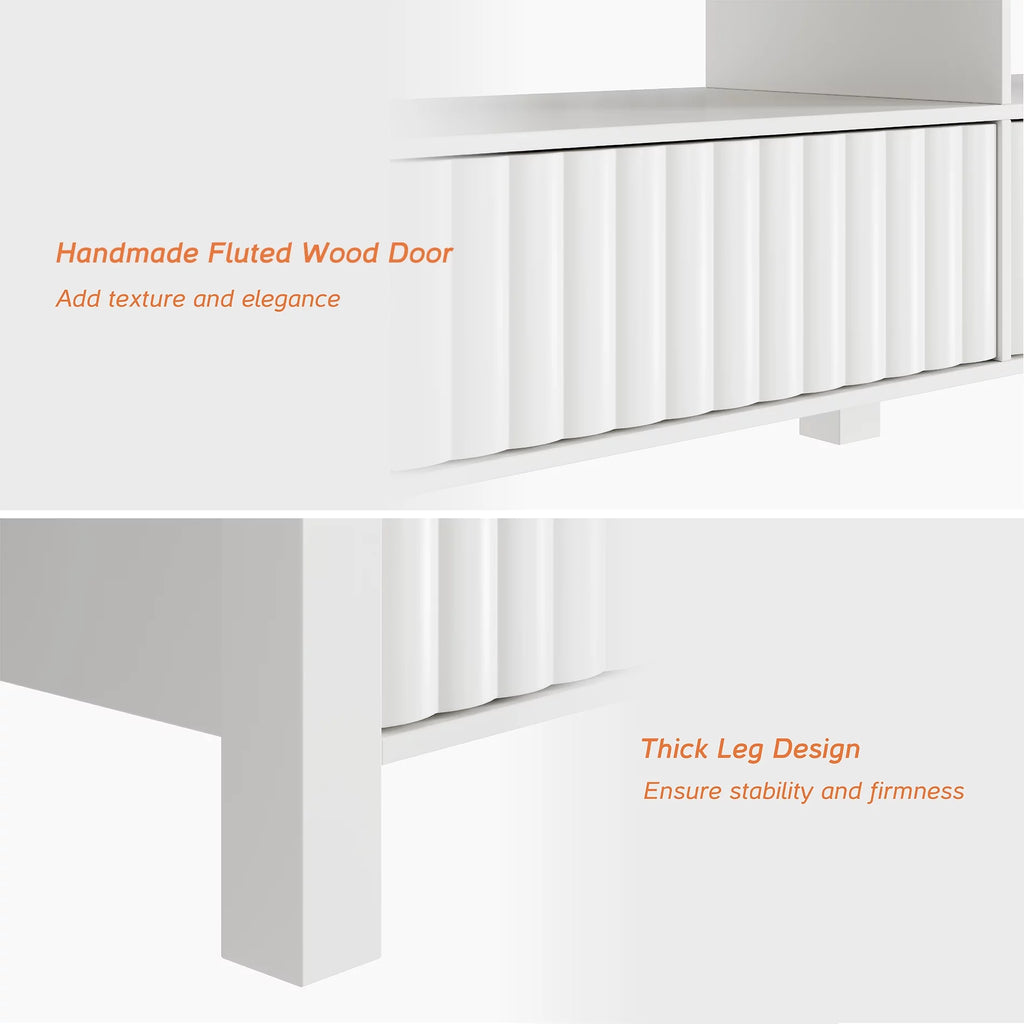 White 70 inch Wood Electric Fireplace TV Stand X85541