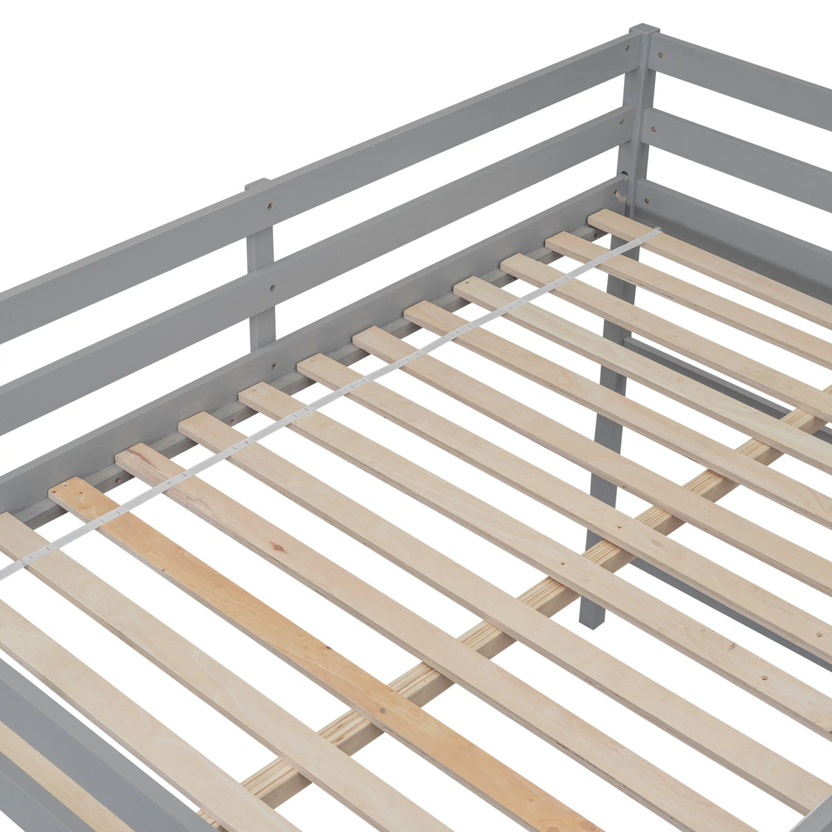 Gray Full Wood Loft Bed with Safety Rail and Ladder L79026