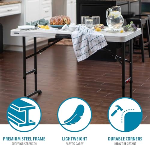 4-Foot Commercial Adjustable Folding Table, Almond G35211