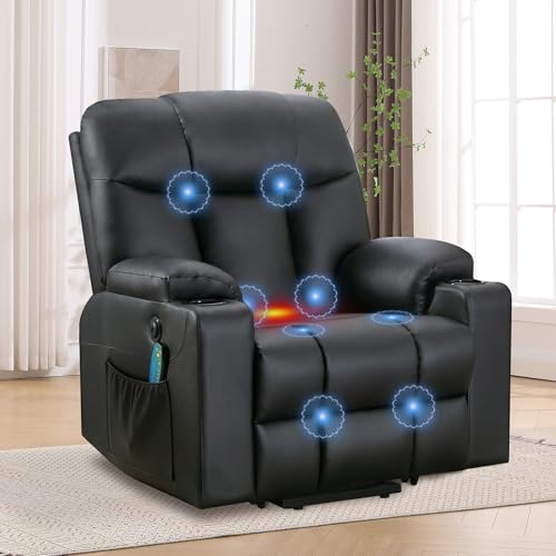 Large Power Lift Recliner Chair with Massage and Heat, Electric Wide Recliners, Heavy Duty Fabric Reclining Mechanism, Camel U201