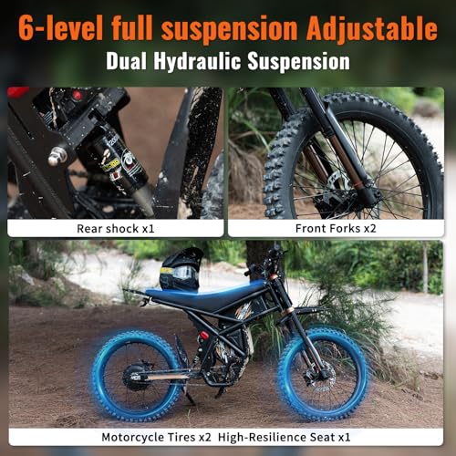 Electric Dirt Bike with 25" Motorcycle Tires, Full Suspension W18856
