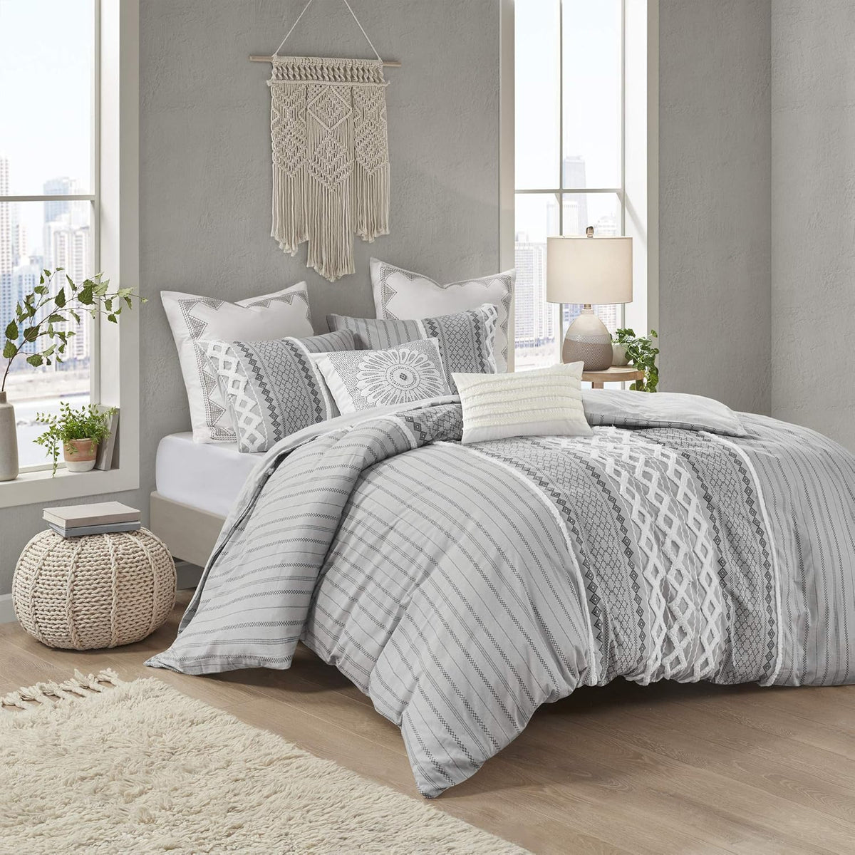 100% Cotton Ivory Chenille Tufted King Comforter Cover Bedding Set S665