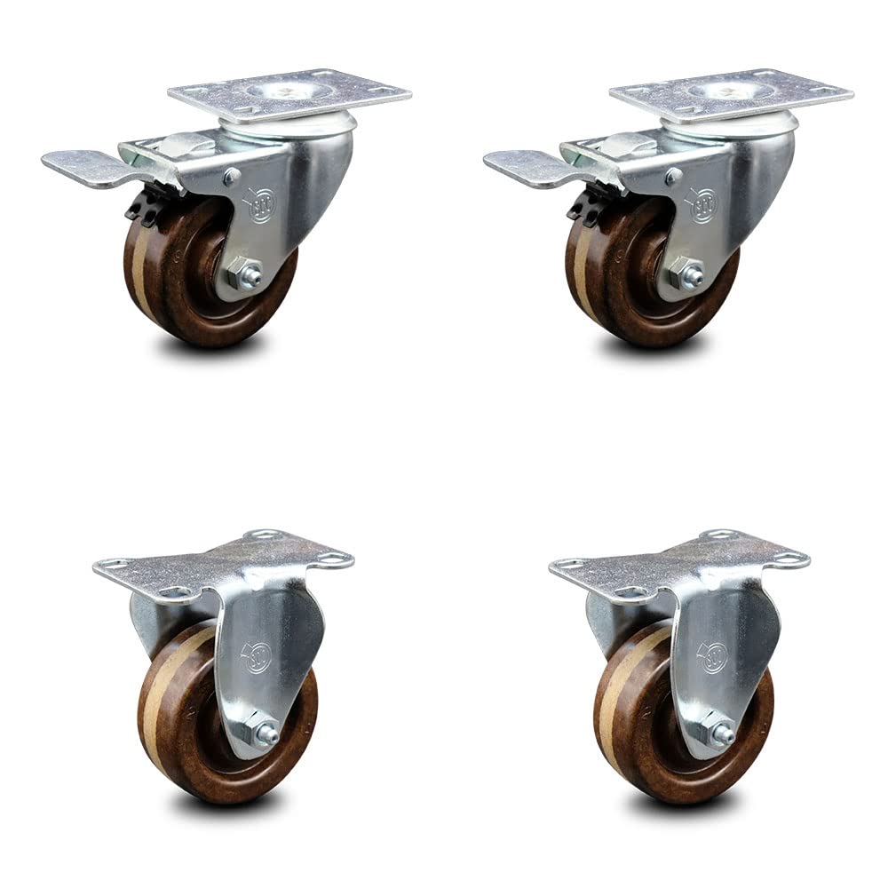 Brown High Temperature Phenolic Wheels Caster Set of 4 L629473
