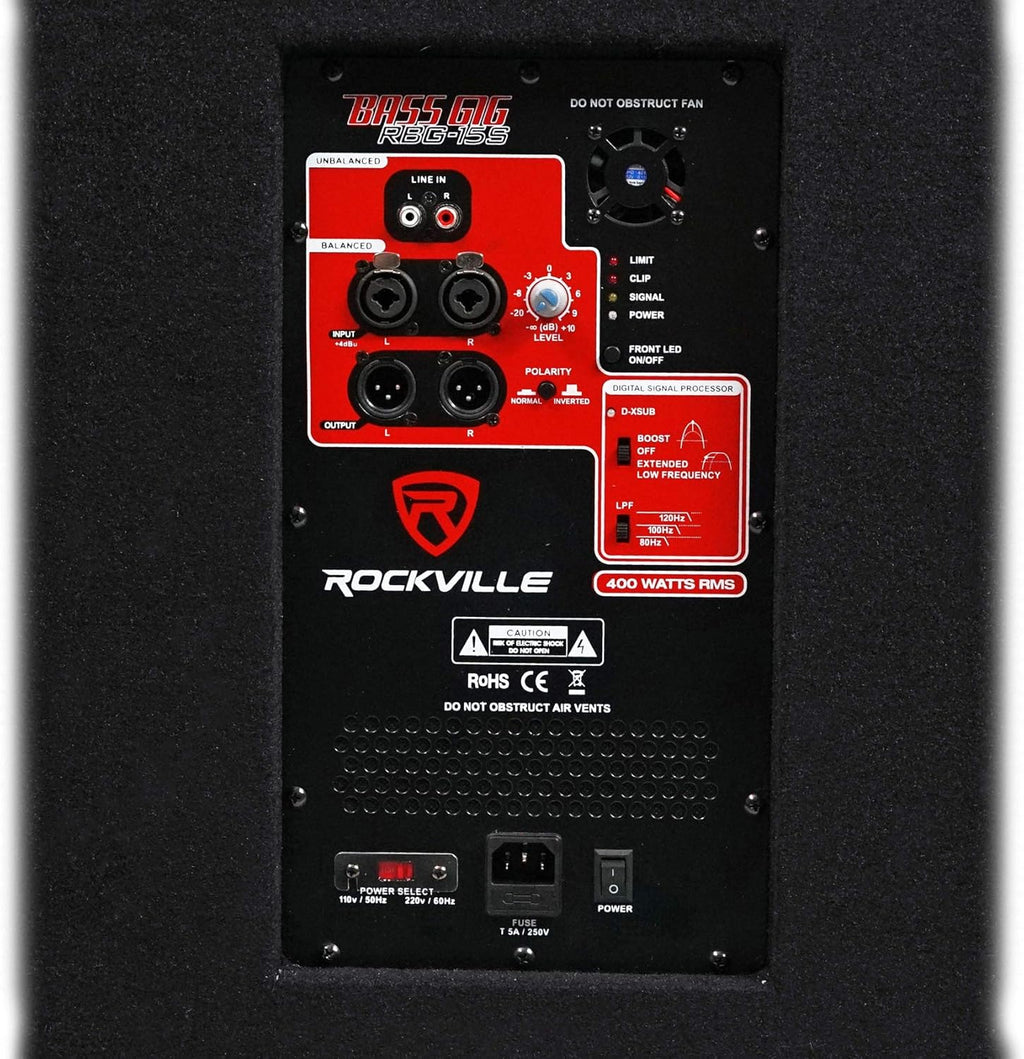 15" 1600w Active Powered PA Subwoofer with Steel Casters H8206