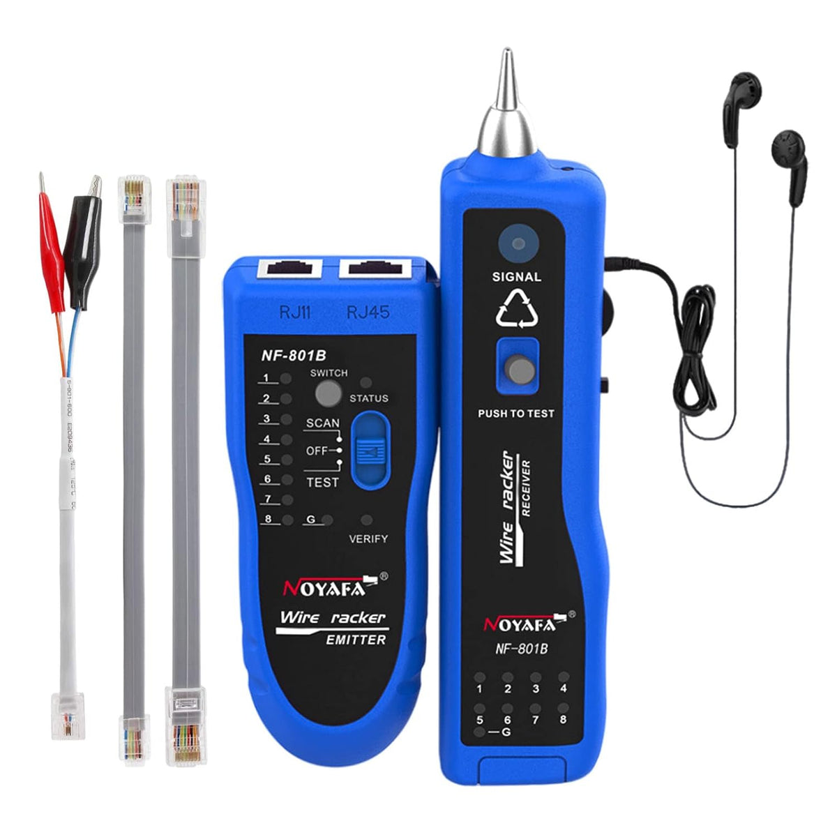 Blue RJ45 RJ11 Network Cable Tester with Earphone and Toolkit W919