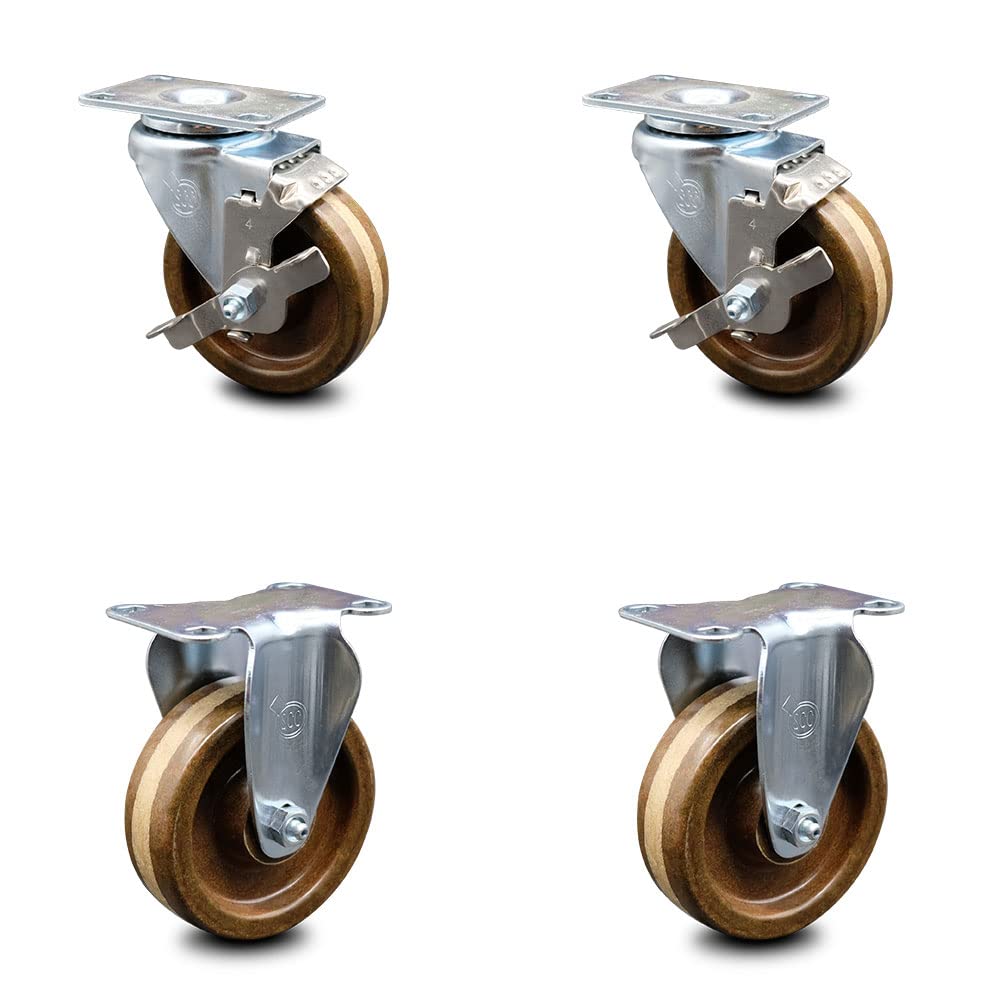 Brown High Temperature Phenolic Wheels Caster Set of 4 L629473