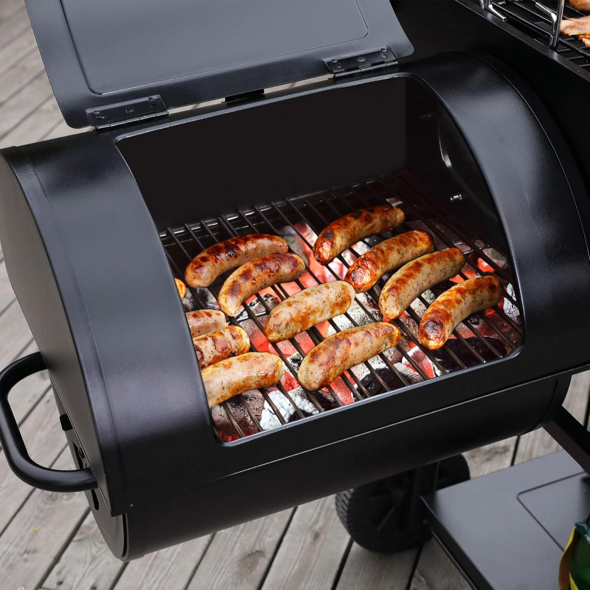 Charcoal Barrel Grill with Offset Smoker, 1188 Square Inches, Black B87572