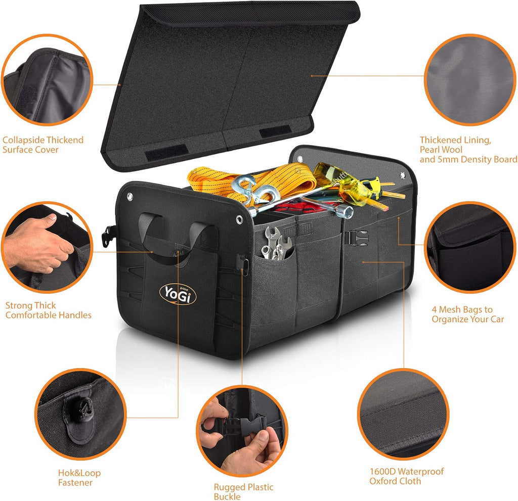 Black Collapsible Car Trunk Organizer with Lid F6509