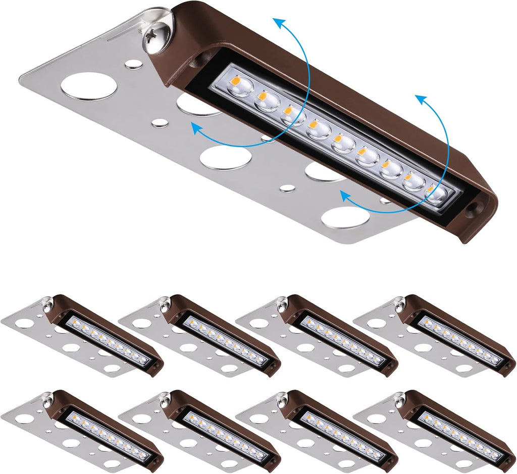 8-Pack 7 Inch 4.5W LED Hardscape Lighting 270° Swivel IP65 Waterproof 2700K N49530