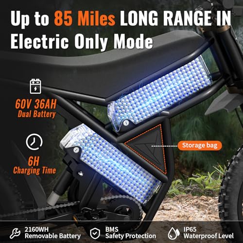 Electric Dirt Bike with 25" Motorcycle Tires, Full Suspension W18856