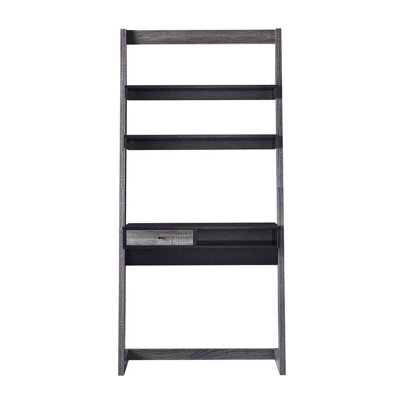 Black and Gray Wood Writing Desk with Shelves W229