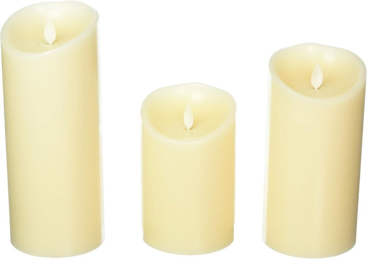 Flameless Candles Set of 3 Scented Ivory Real Wax Pillar Z56484
