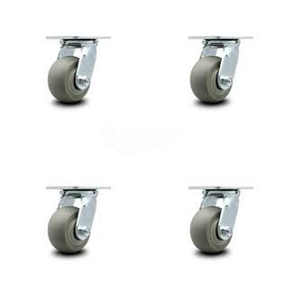 Set of 4 Thermoplastic Rubber Swivel Caster E595828