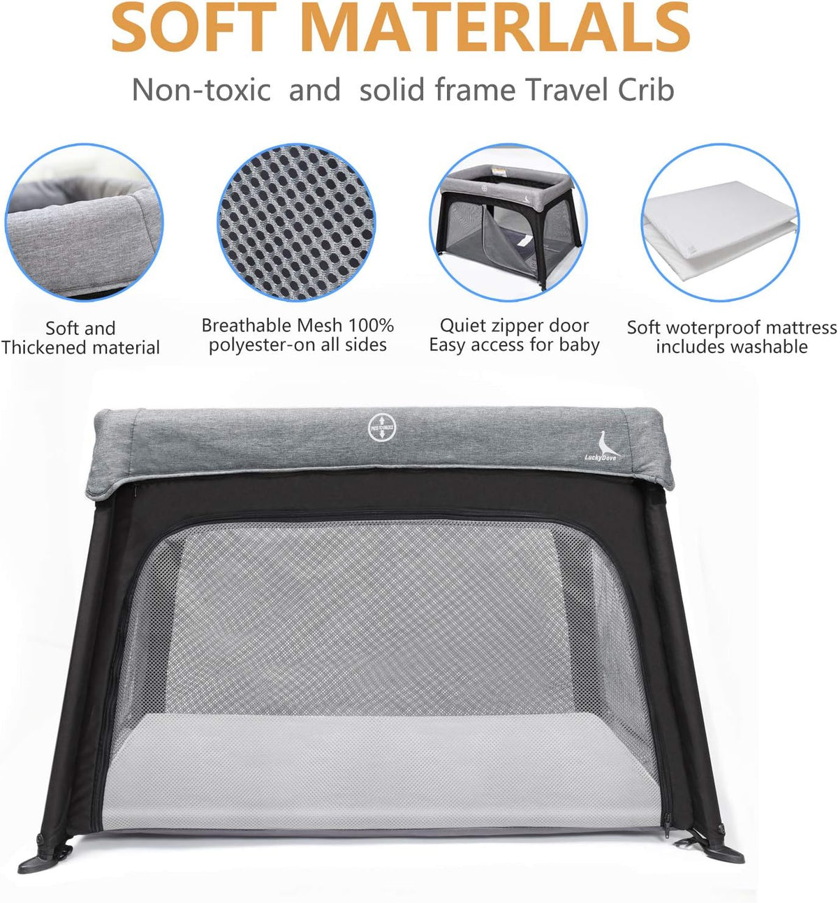 Portable Foldable Travel Crib with Carry Bag G893