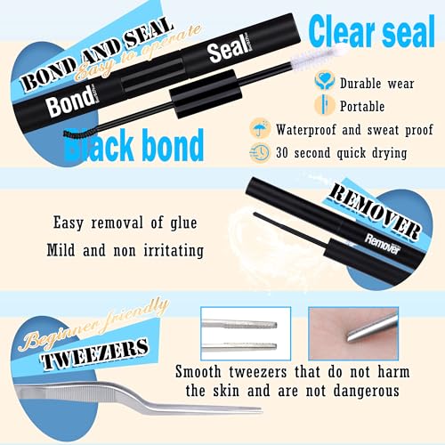 320pcs Individual Lashes D Curl Eyelash Extension Kit with Bond and Seal and Tweezers H33415