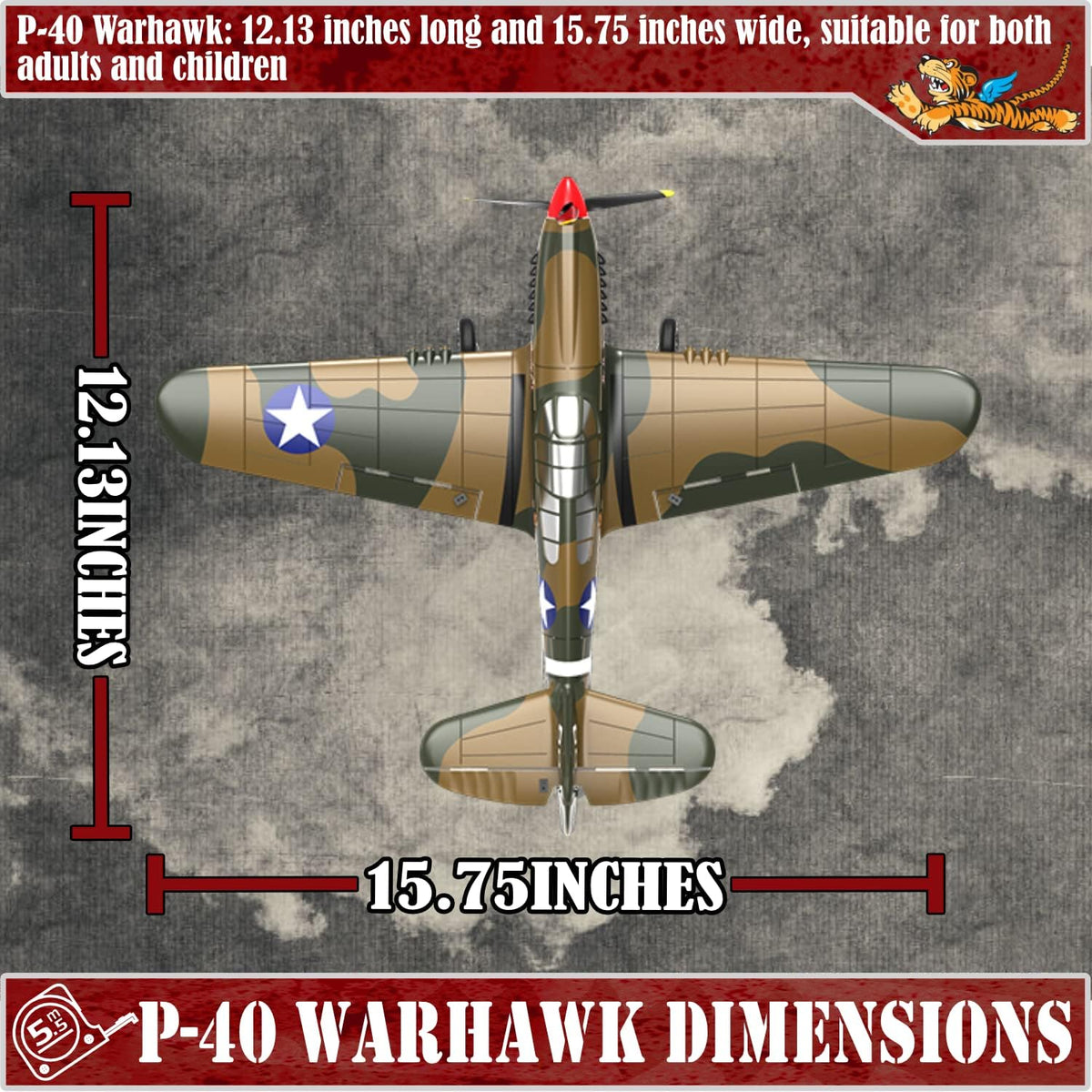 4 Channel Remote Control Airplane Ready to Fly P-40 Warhawk RC Airplane W894036