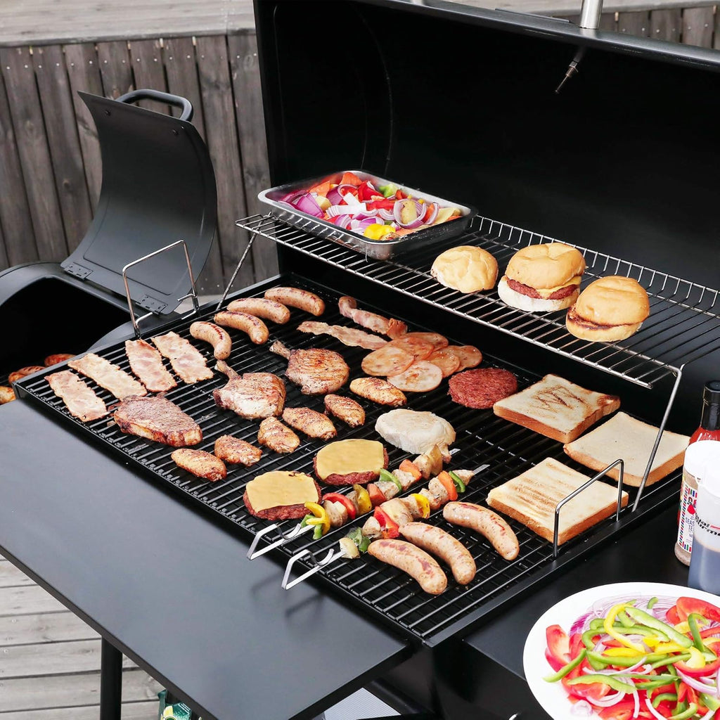 Charcoal Barrel Grill with Offset Smoker, 1188 Square Inches, Black B87572