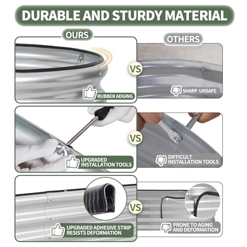 Silver 4x2x1ft Metal Raised Garden Bed 2pack O616