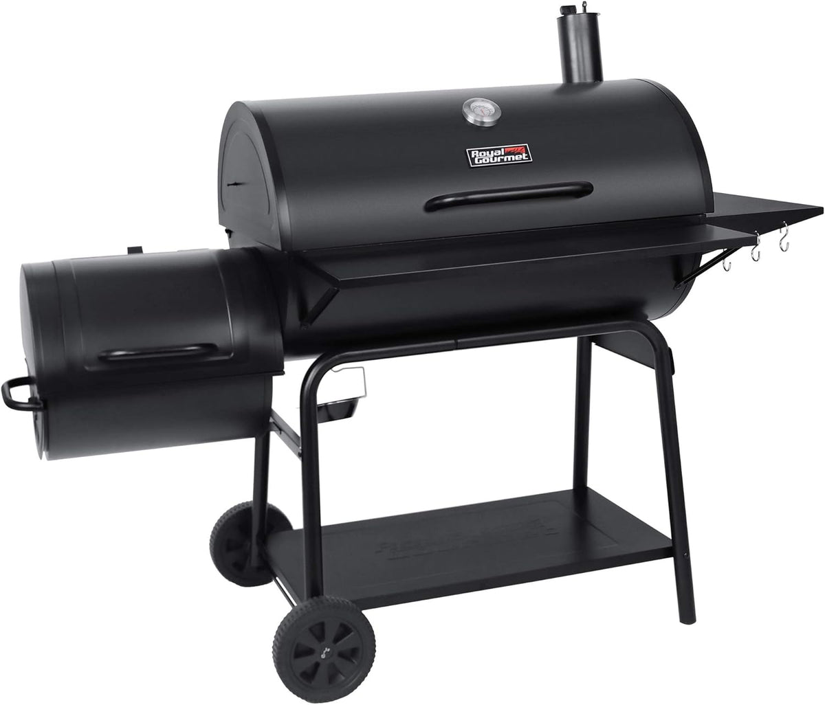 Charcoal Barrel Grill with Offset Smoker, 1188 Square Inches, Black B87572