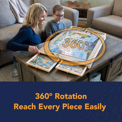Puzzle Board with Drawers – 1000 Piece Wooden Puzzle Board with Sorting Trays C867926