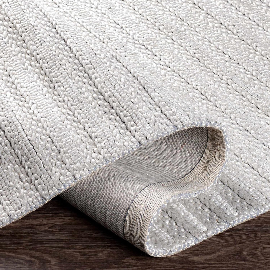 Wool & Viscose Bohemian Area Rug, Ivory, Beige, Cream, Grey, 10' x 14' Y3787