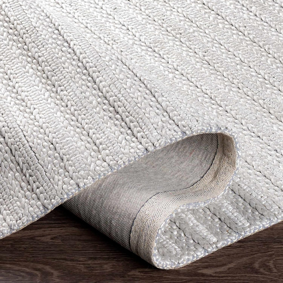 Wool & Viscose Bohemian Area Rug, Ivory, Beige, Cream, Grey, 10' x 14' Y3787