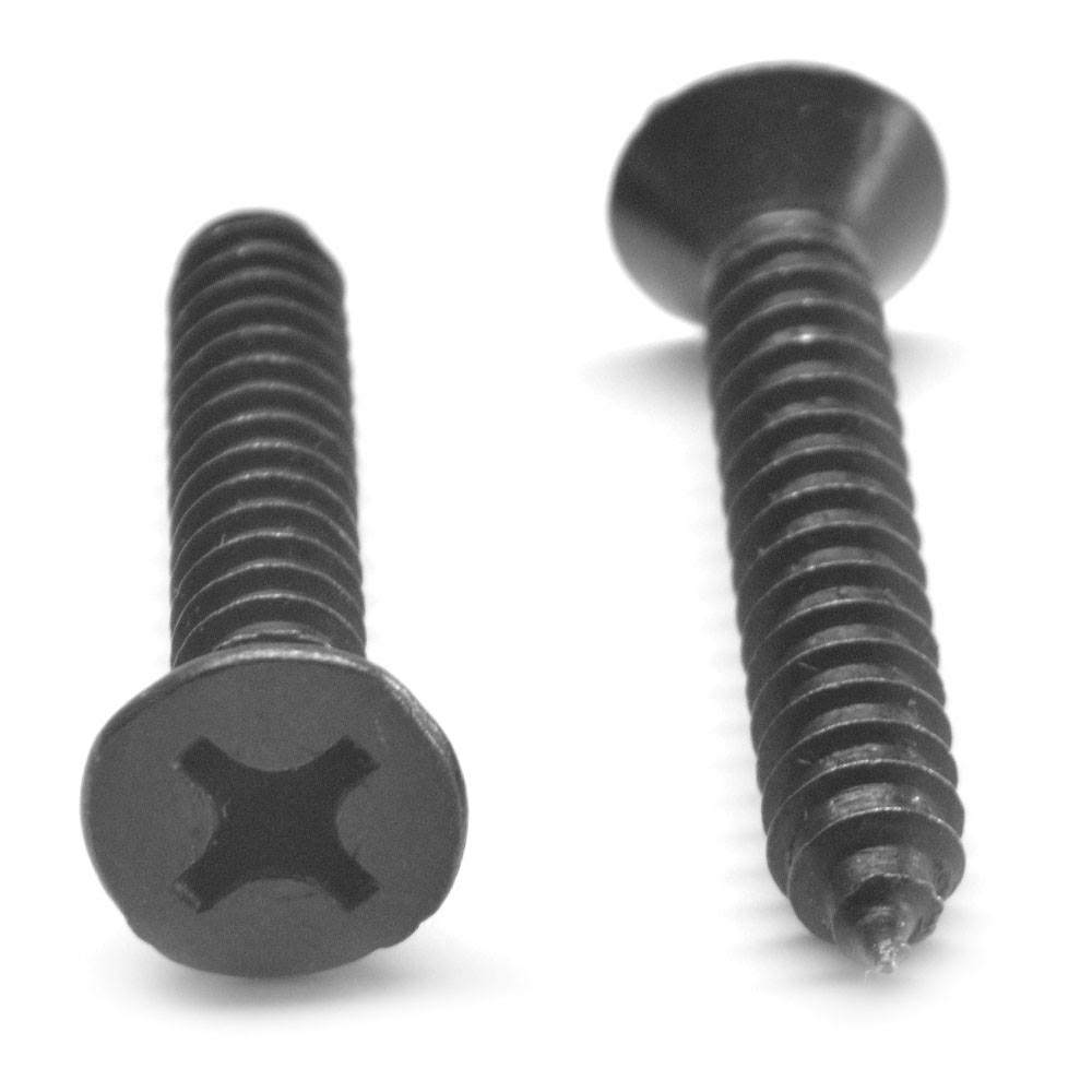 #4-24 x 1 Phillips Flat Head Sheet Metal Screw Black Oxide D817
