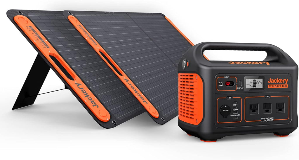 Solar Generator 1000 with 2X SolarSaga 100X and 3x110V/1000W AC Outlets Y682