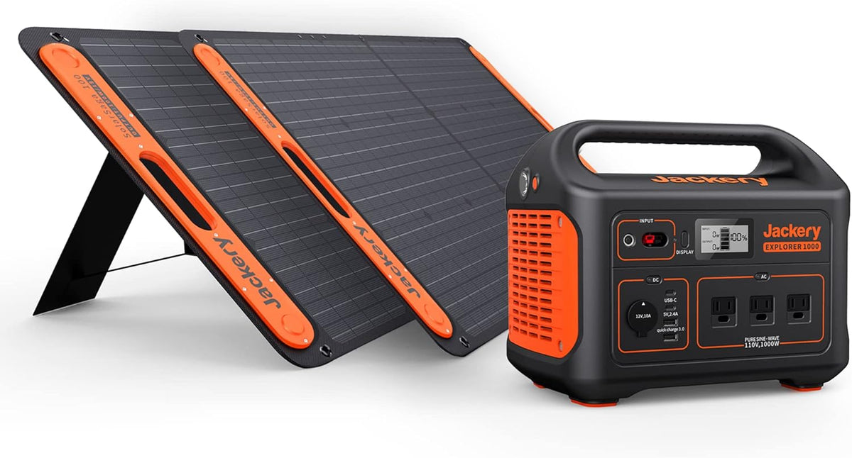 Solar Generator 1000 with 2X SolarSaga 100X and 3x110V/1000W AC Outlets Y682