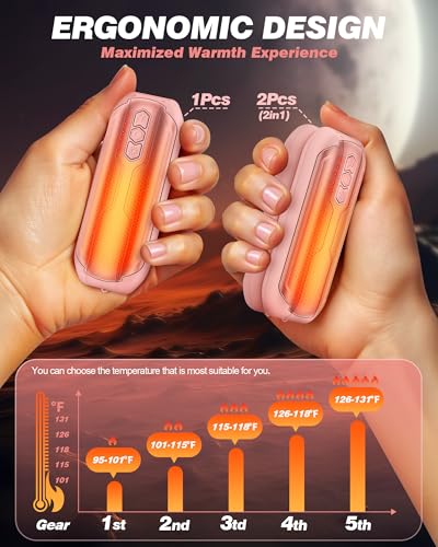 Rechargeable Hand Warmers 2 Pack - 6000mAh Portable Electric Heater with Flashlight & 5 Level A992