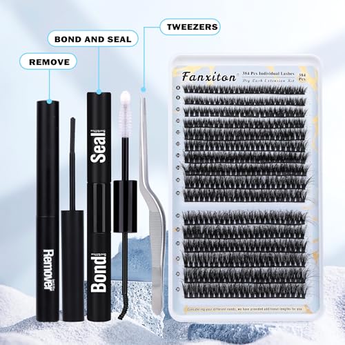 320pcs Individual Lashes D Curl Eyelash Extension Kit with Bond and Seal and Tweezers H33415