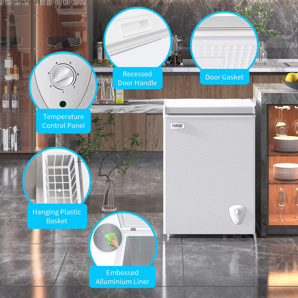 3.5 Cubic Top Open Door Chest Freezer with Removable Storage Basket P8642