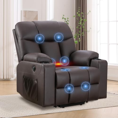 Large Power Lift Recliner Chair with Massage and Heat, Electric Wide Recliners, Heavy Duty Fabric Reclining Mechanism, Camel U201