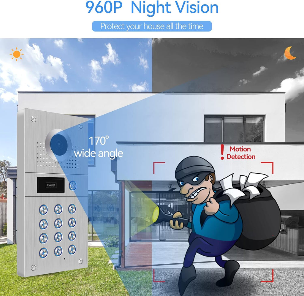 7 Inch Wired Video Doorbell 960P Camera IP65 Waterproof W493