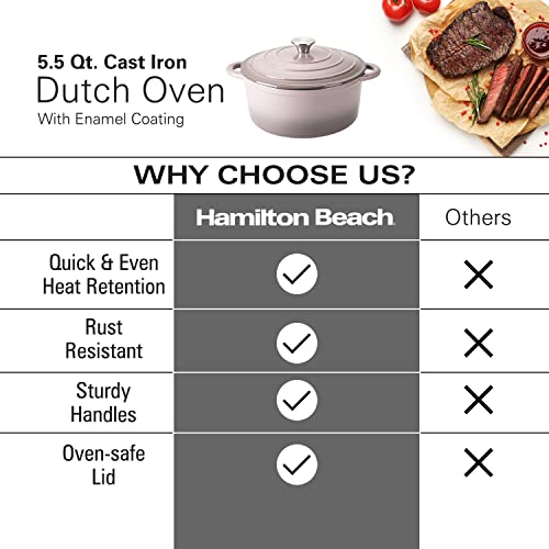 Red Enameled Cast Iron Dutch Oven 5.5-Quart with Lid W619