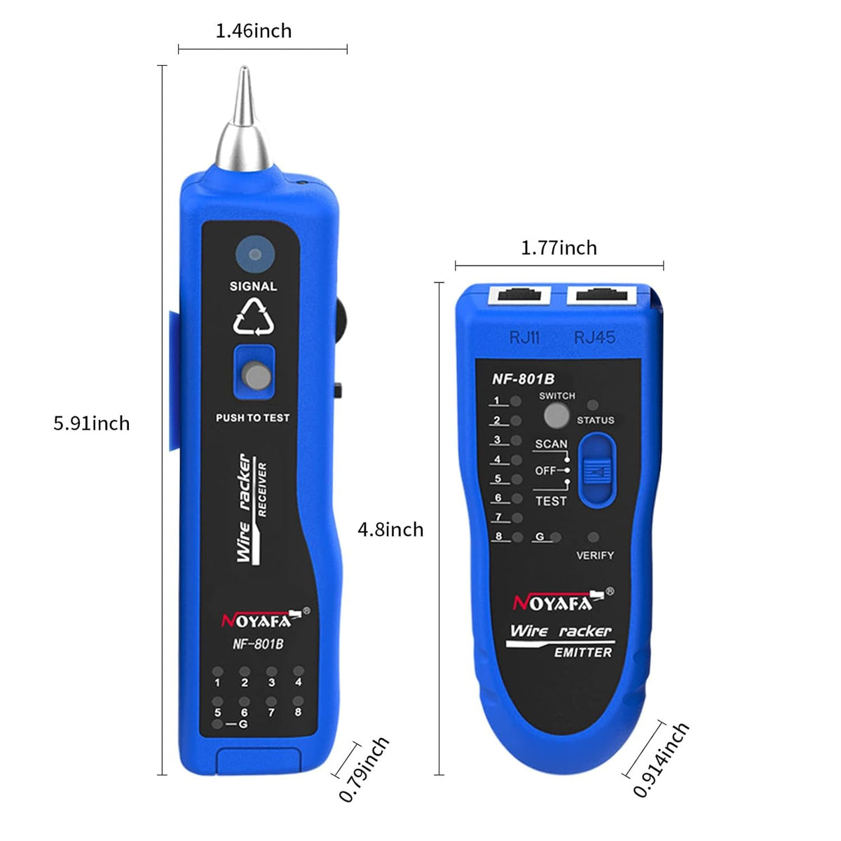 Blue RJ45 RJ11 Network Cable Tester with Earphone and Toolkit W919