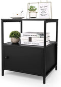 White 3-Tier Wooden Nightstand with Storage Cabinet and Open Shelf I60264