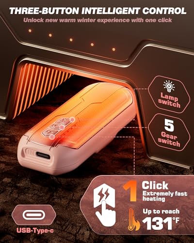 Rechargeable Hand Warmers 2 Pack - 6000mAh Portable Electric Heater with Flashlight & 5 Level A992