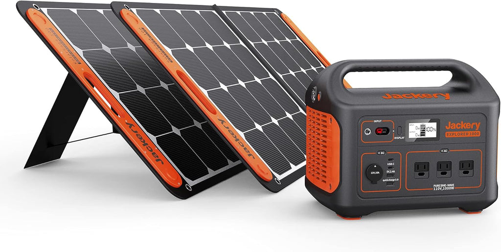 Solar Generator 1000 with 2X SolarSaga 100X and 3x110V/1000W AC Outlets Y682