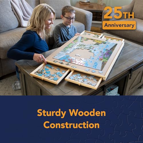 Puzzle Board with Drawers – 1000 Piece Wooden Puzzle Board with Sorting Trays C867926