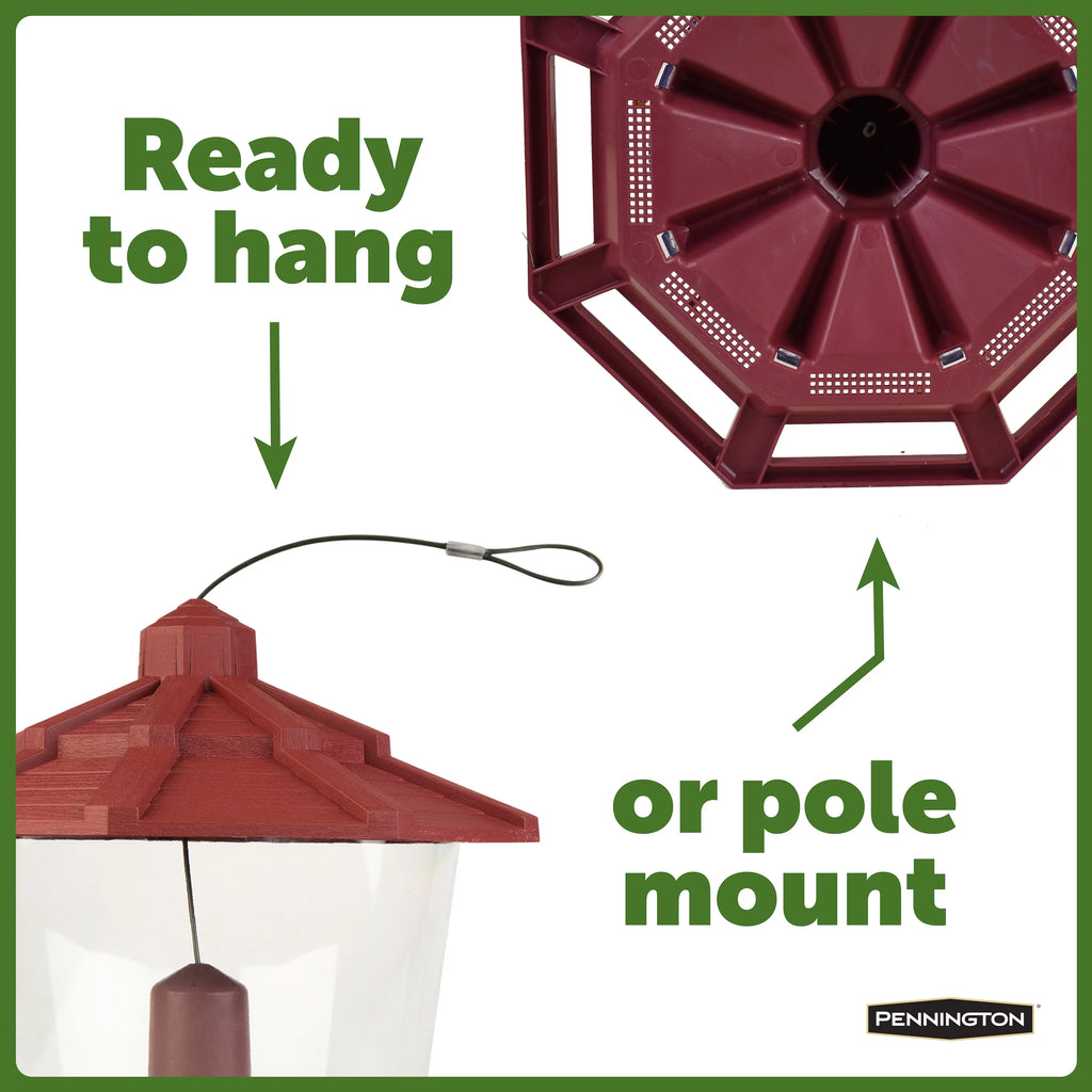 Red Recycled Plastic Wild Bird Hopper Feeder, 7 lb. Capacity, 2 Pack V53112