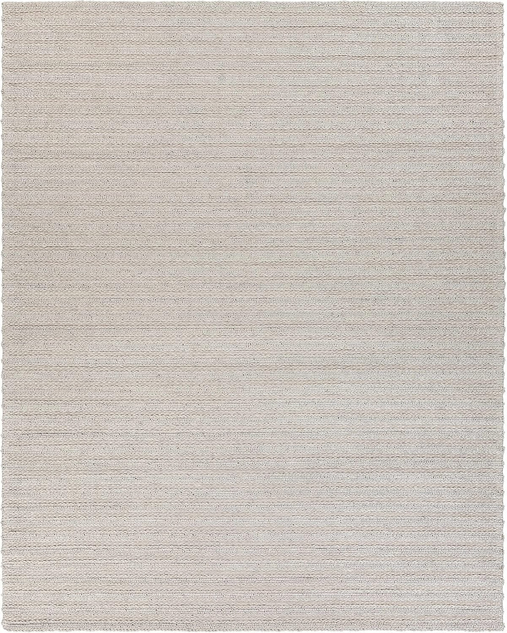 Wool & Viscose Bohemian Area Rug, Ivory, Beige, Cream, Grey, 10' x 14' Y3787