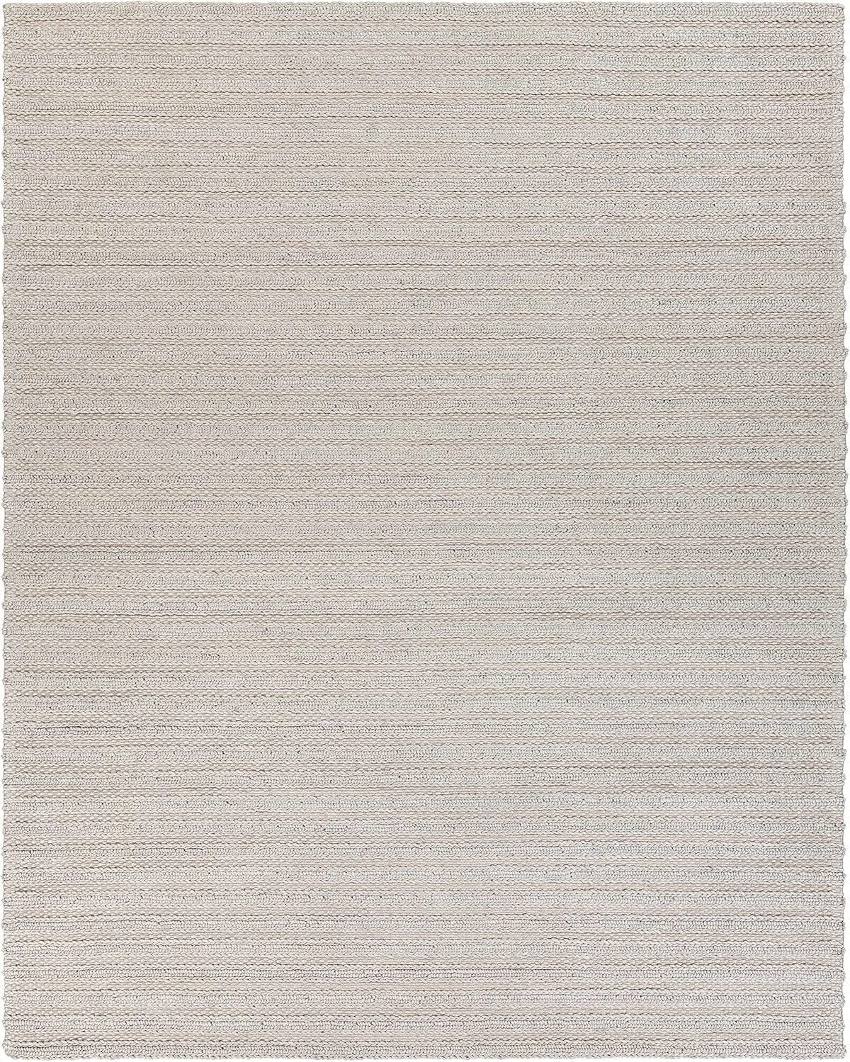Wool & Viscose Bohemian Area Rug, Ivory, Beige, Cream, Grey, 10' x 14' Y3787