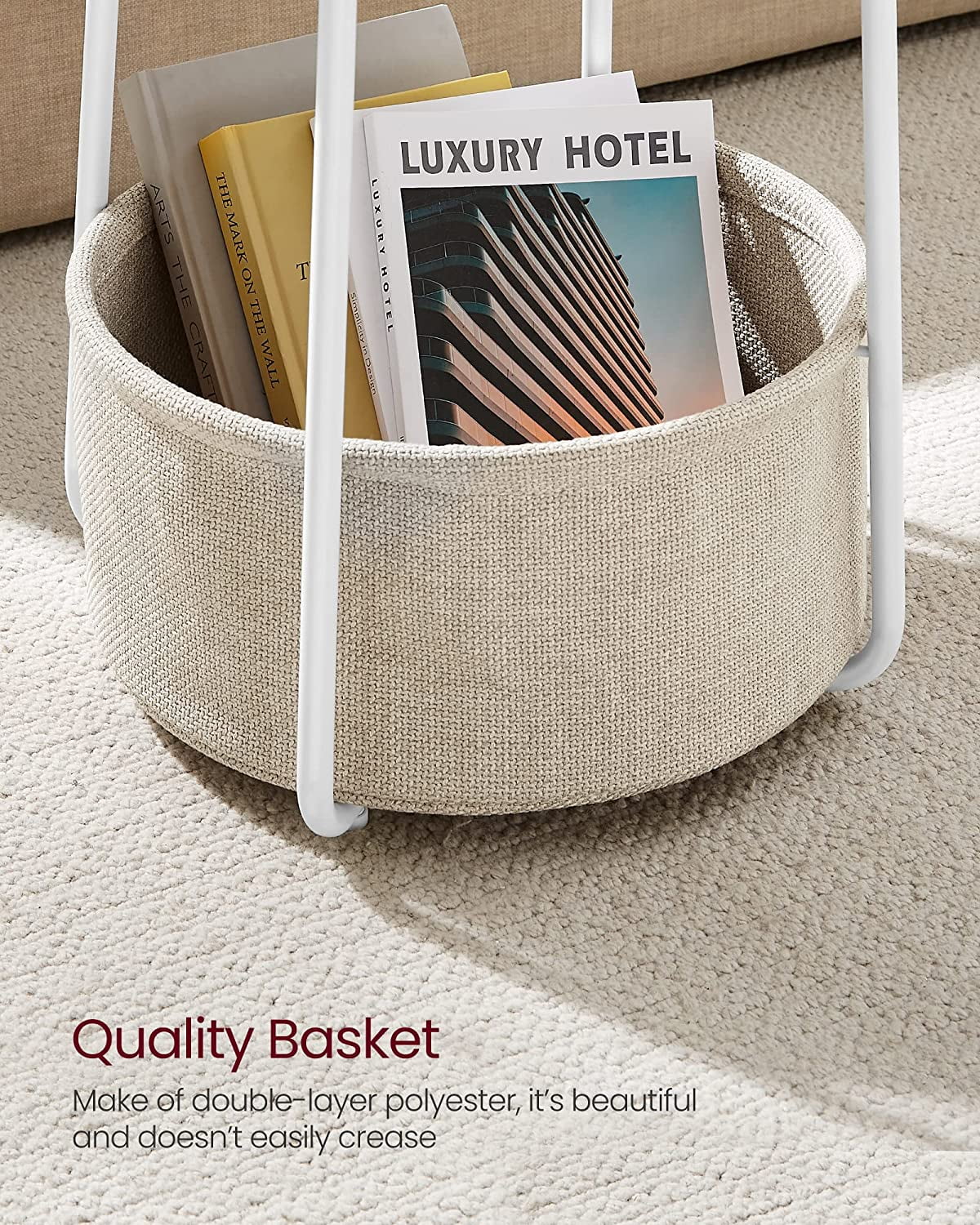 Round Side Table with Fabric Storage Basket G5077