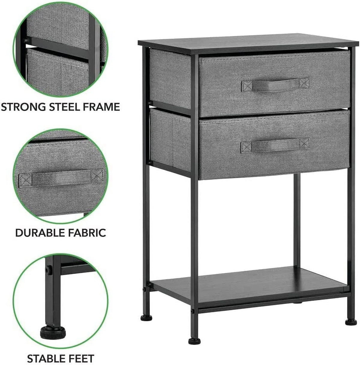 Charcoal Gray 2 Drawer Storage Dresser B696543