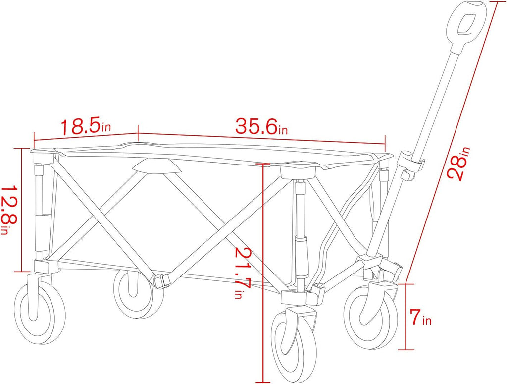 Grey Collapsible Folding Utility Wagon Quad Outdoor Rolling Camping Cart G28925
