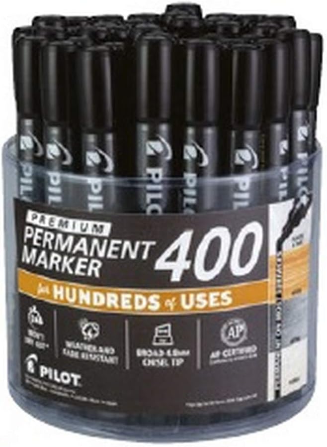 40 Markers Permanent Markers, Broad Point Chisel Tip, Black Ink M300