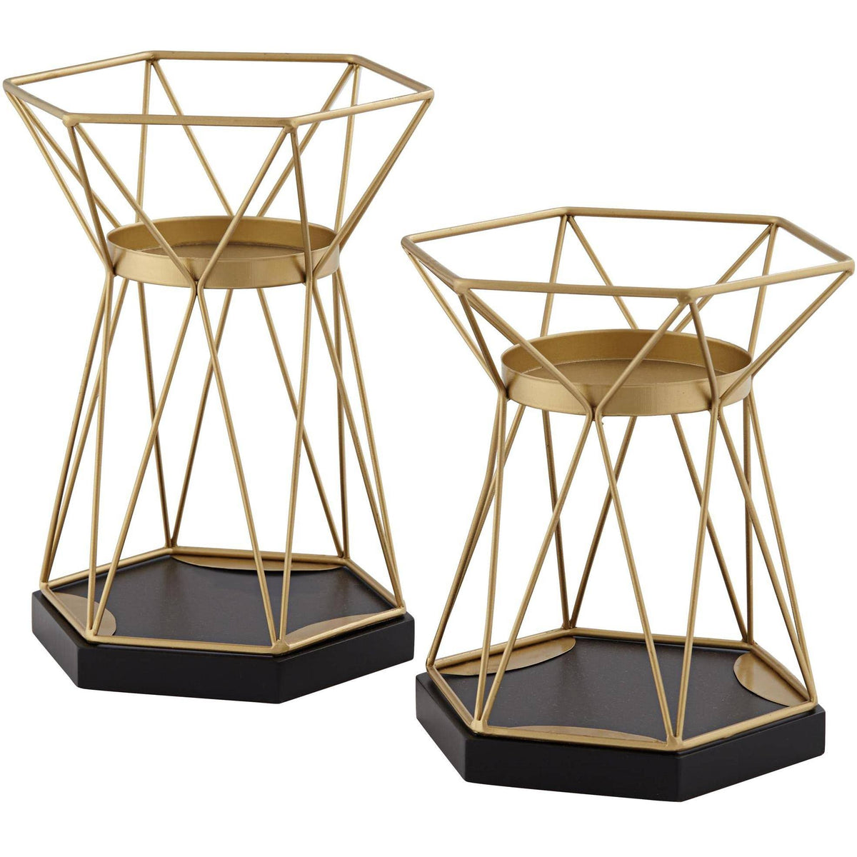 Matte Gold Pillar Candle Holders Set of 2 E82542