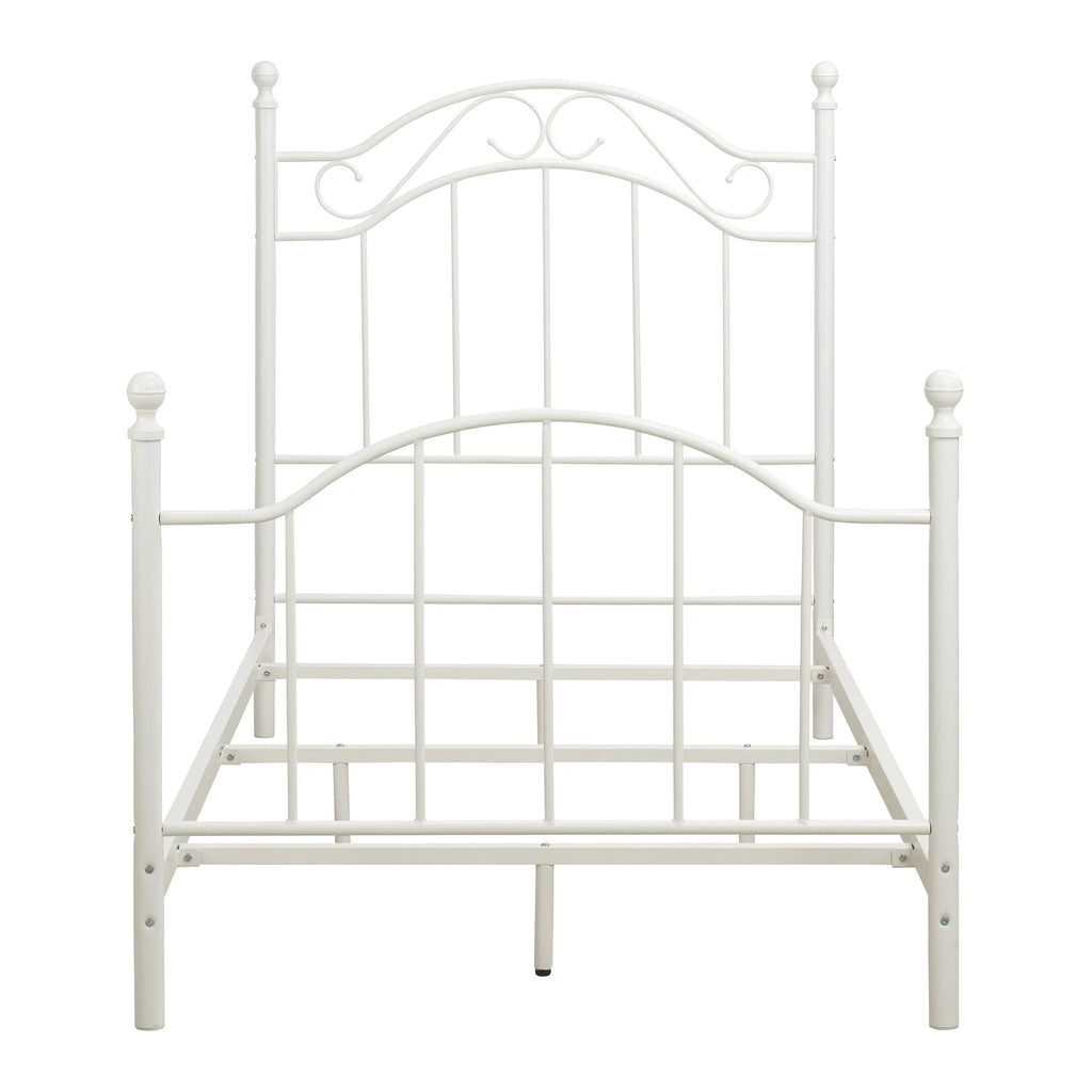 White Twin Size Metal Bed M8766
